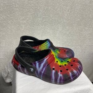 Rainbow lined crocs W7/M5